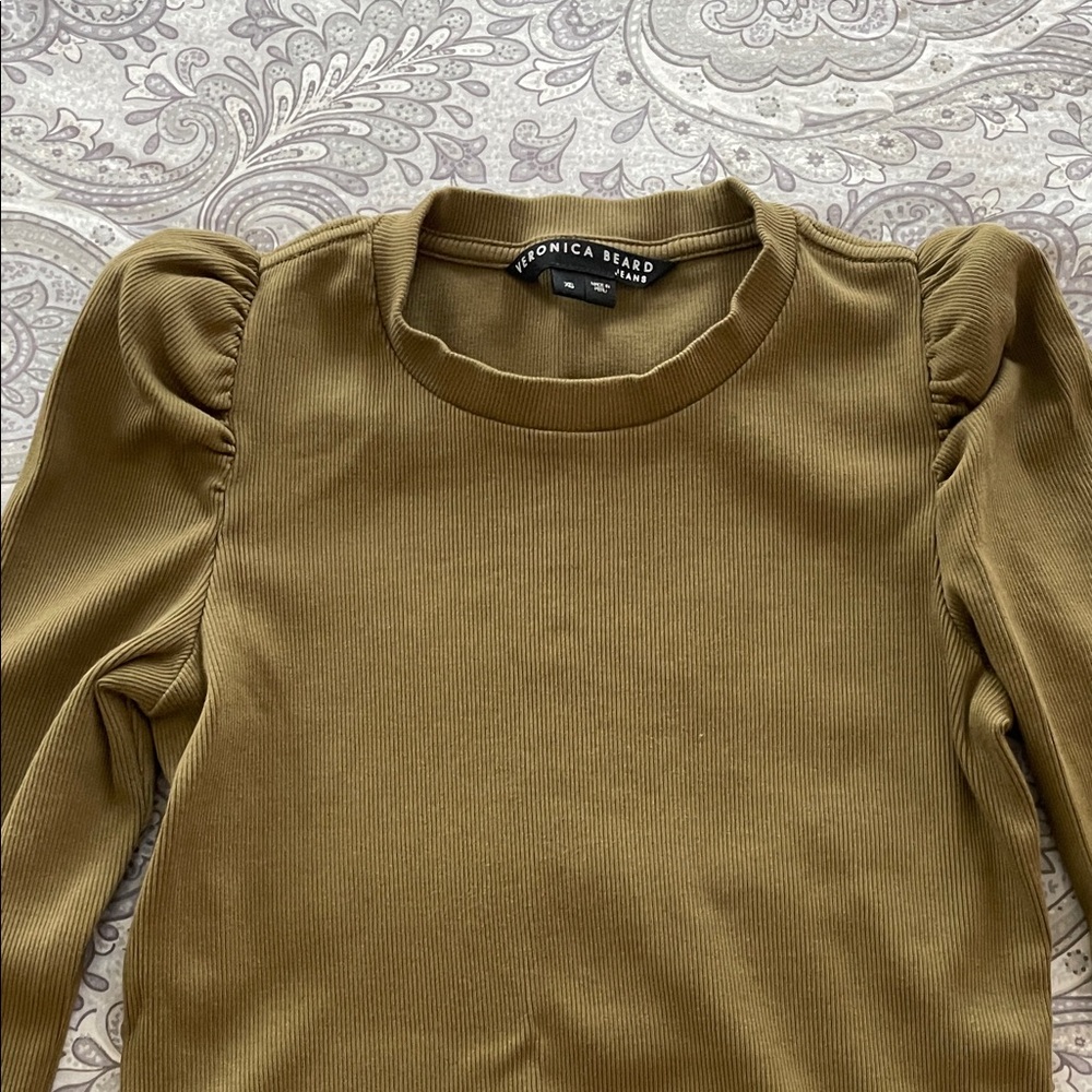 Veronica Beard Olive Long Sleeve Blouse - Picture 3 of 5
